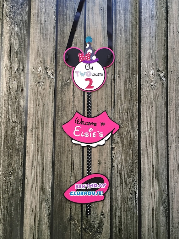 Minnie Welcome Sign - Hot Pink/Purple/Aqua - Oh Twodles Birthday - Oh Two-dles Party Sign - Minnie Mouse Birthday - 2nd Birthday - Door Sign Il_570xn
