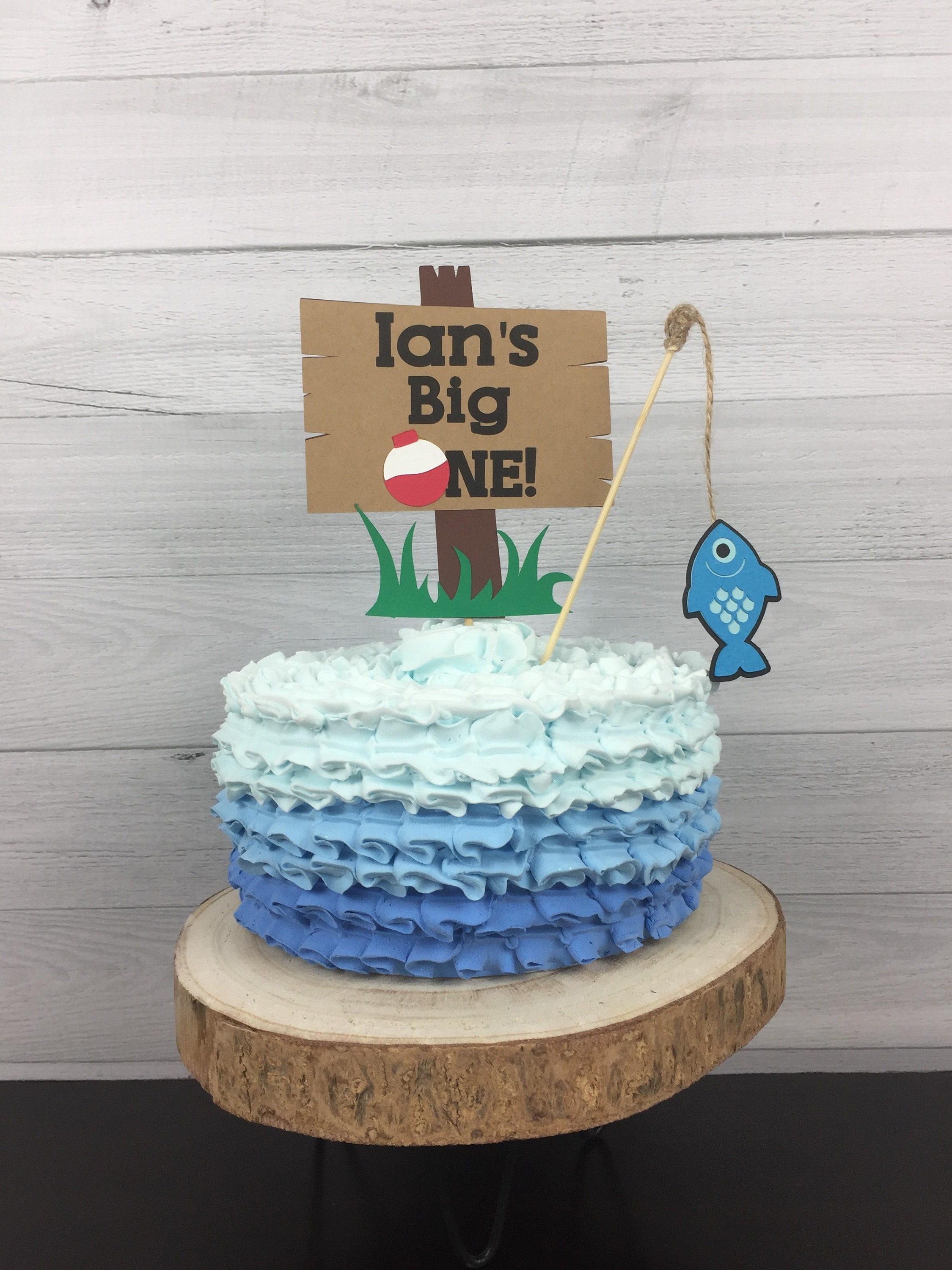 The BIG ONE Cake Topper Personalized Cake Topper Fishing 1st Birthday the  Big One Fish Cake Topper Fishing Birthday Decorations 