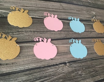 Pumpkin Gender Reveal Garland - Pink/Blue/Gold - Gender Reveal Baby Shower - Baby Shower Garland - Little Pumpkin - Pumpkin Shower - Fall