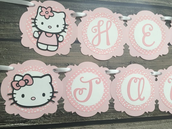 Hello Kitty Banner - Hello NAME Banner - Baby Shower Banner - Birthday Banner - Kitty Party - Cute Cat Banner - Cat Birthday - Kitty Shower Il_570xn