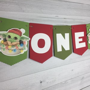 Christmas Baby Alien Child Highchair Banner One Banner Two Banner The Child Birthday Baby Alien Birthday Age High Chair Banner image 3