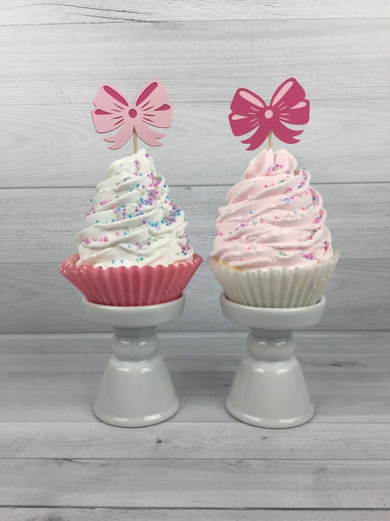 HAIR BOW Cupcake Toppers - Hairbow Birthday Decor - Bow Cupcake Toppers - Pink Bows Birthday - Cupcake Toppers - Donut Toppers - 12 pieces Il_570xn