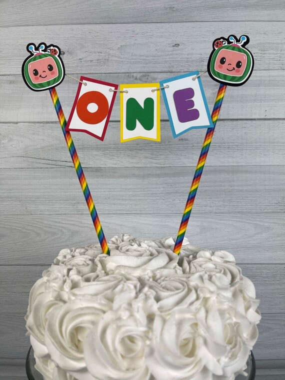 Cocomelon Cake Topper - Smash Cake Topper - Coco Melon Bunting Cake Topper - Cocomelon Birthday - Age Topper - Kids Cartoon Cake Topper Il_570xn