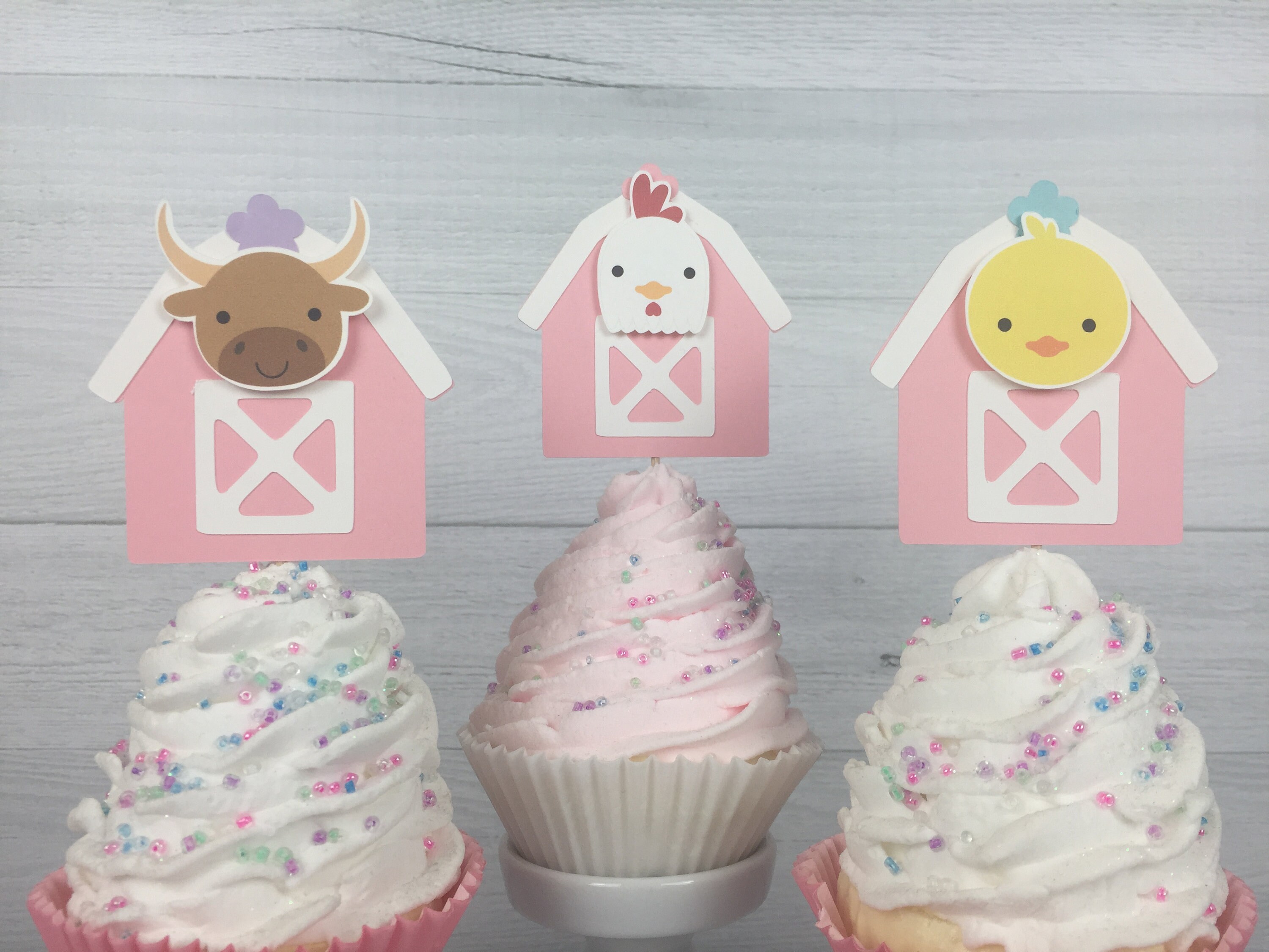 Barn Animals Cupcake Toppers Farm Animal Cupcake Toppers Etsy 日本