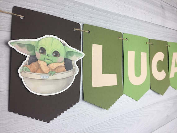 Baby Alien Child NAME Banner - The Child Birthday Banner - Baby Alien Party Decor - Space Wars Birthday - Personalized Banner - Name Banner Il_570xn