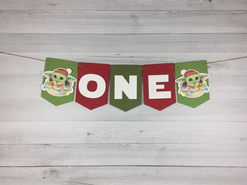 Christmas Baby Alien Child Highchair Banner One Banner Two Banner The Child Birthday Baby Alien Birthday Age High Chair Banner image 2