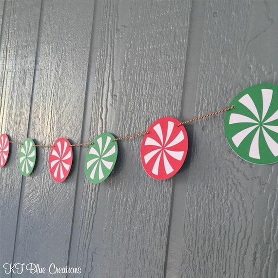 Peppermint Candy Garland - Peppermint Patty - Christmas Peppermint Banner - Candyland Banner - Peppermint Party Decor -Holiday Candy Garland Il_570xn