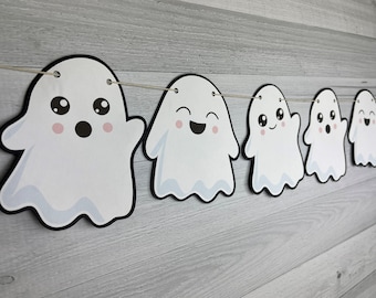 Ghost Garland - Spooky One Ghost Garland - Cute Ghost Banner - Spooky One - Two Spooky Birthday - Boy Ghost Decor - Halloween Birthday Decor
