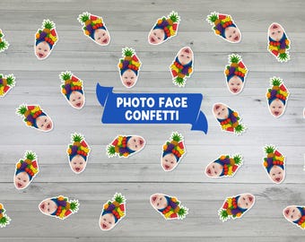 Fruit Hat Photo Face CONFETTI - Tutti Frutti Birthday - Twotti Frutti Photo Cutouts - Funny Photo Face Confetti- Custom Face Confetti- 50pcs