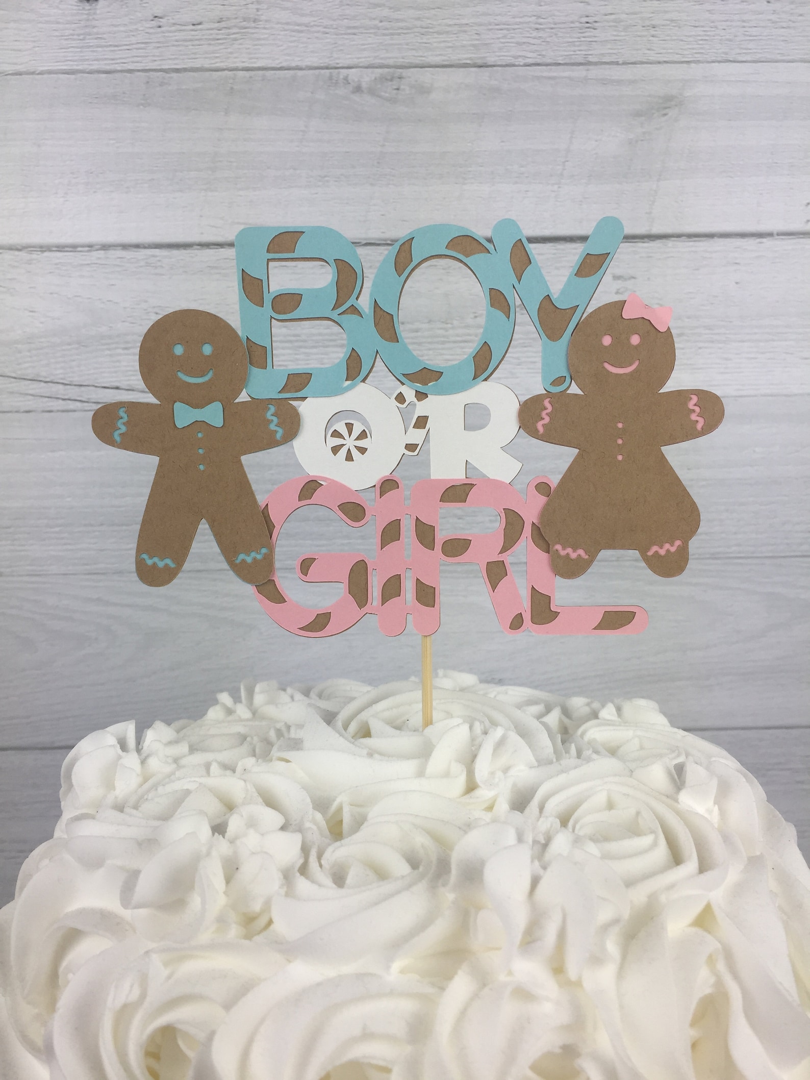 GINGERBREAD Gender Reveal Cake Topper Boy or Girl Cake Etsy