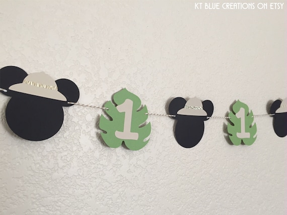 Mickey Mouse SAFARI Garland - Mickey Birthday - Mickey Safari Birthday, Jungle Birthday - Personalized with Age - Birthday garland banner Il_570xn
