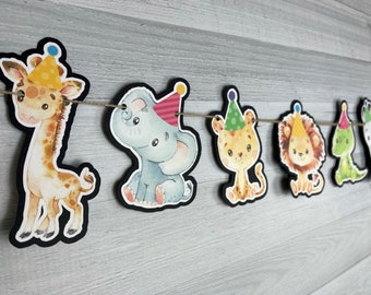 Wild Animals Garland - Party Animals Birthday - Jungle Animals - Safari Animal Banner - Wild One, Two Wild, Wild & Three - Born To Be Wild