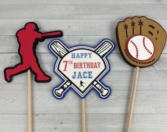 Baseball Centerpieces - Baseball Birthday - DOUBLE-SIDED - Little League Birthday - Birthday Centerpieces - Sports Party Decor - Set of 3