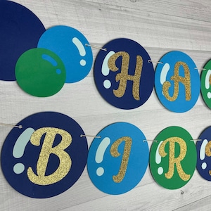 Bubbles Birthday Banner - Bubble Birthday - Cute Bubble Party -Blue Green Bubbles - Custom Banner - Ocean Bubbles Banner -Choose Your Colors