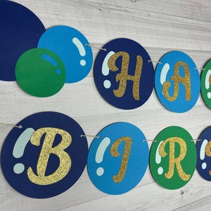 Bubbles Birthday Banner - Bubble Birthday - Cute Bubble Party -Blue Green Bubbles - Custom Banner - Ocean Bubbles Banner -Choose Your Colors