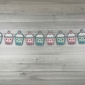 Bubble Tea Garland Kawaii Bubble Tea Boba Tea Garland Bubble Tea Birthday Boba Tea Baby Shower Cute Bubble Tea Decor Choose Colors image 2