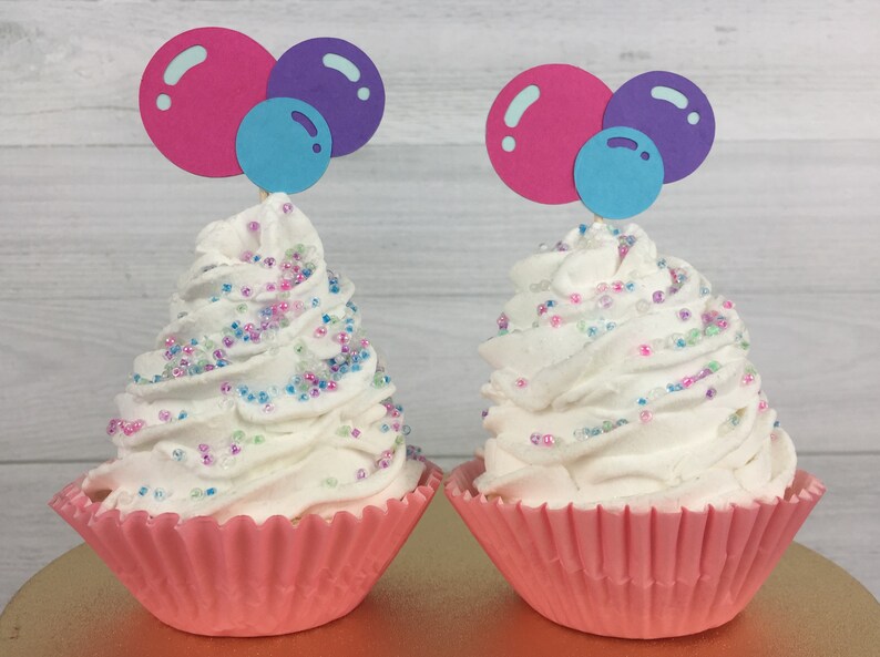 Bubbles Cupcake Toppers Bubble Birthday Girl Bubble Party Etsy