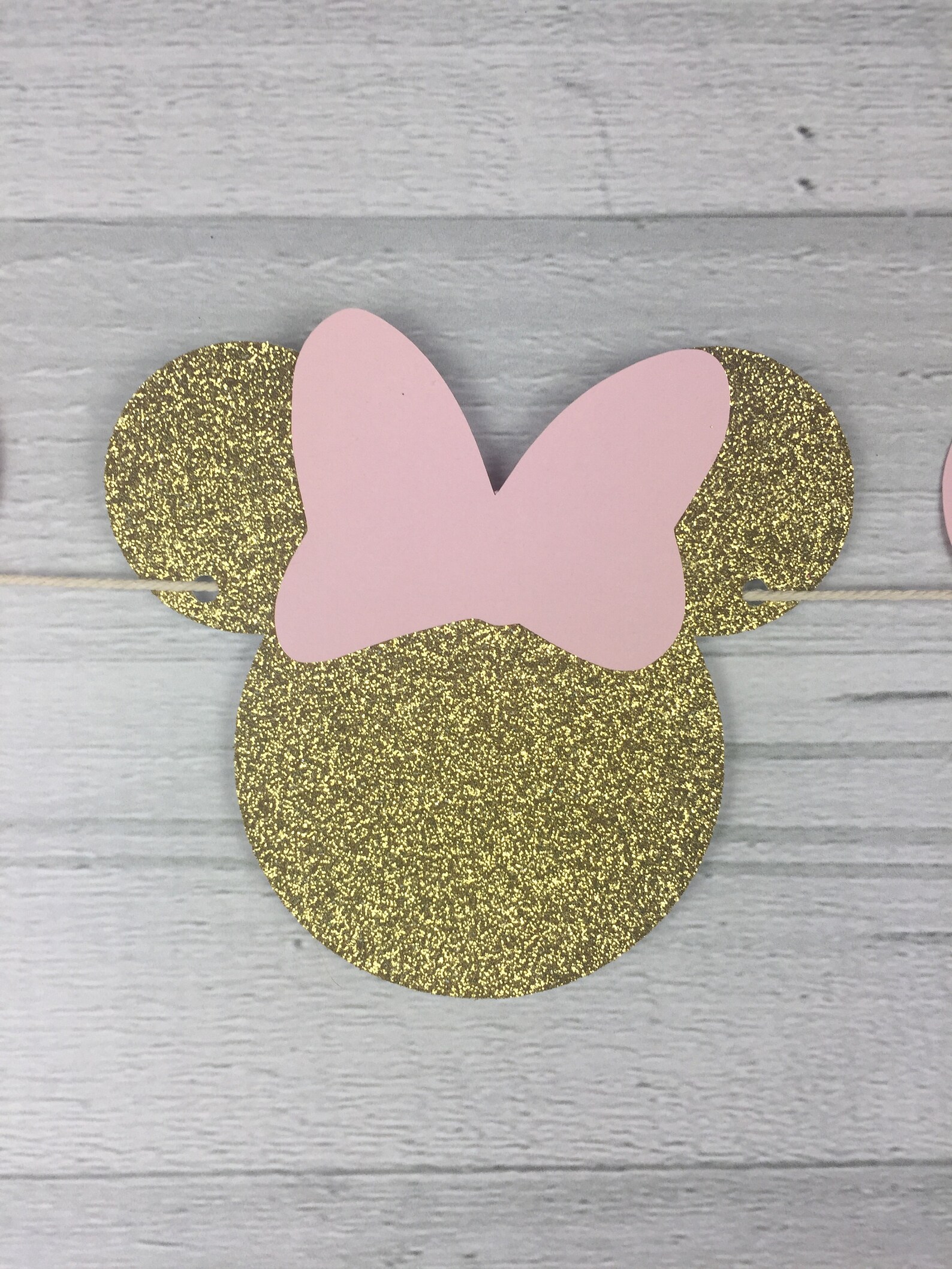 Pink & Gold Glitter Minnie Mouse Garland Minnie Mouse Etsy