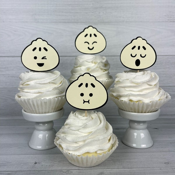 Dumpling Cupcake Toppers - Dumpling Birthday - Dumpling Baby Shower - Kawaii Dumpling Toppers - Little Dumpling Party - Dumpling Food Picks