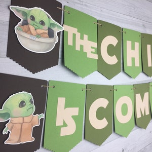 Baby Alien Baby Shower Banner The Child Is Coming Banner The Child Baby Shower Baby Shower Decor Space Wars Baby Shower Alien Child image 6