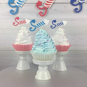 4th of July Cupcake Toppers - 4th of July Party - Little Firecracker Birthday - Patriotic Cupcake Toppers - Fireworks Cupcake Toppers - 12pc
