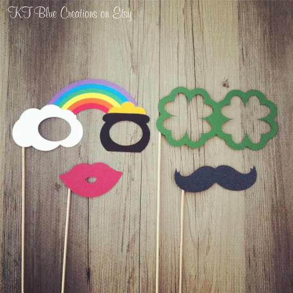 Lucky Photo Props - Set of 4 - Rainbow, Pot of Gold, Lucky Clovers - Photo Booth Props, Party Props, Good Luck Props, St. Patrick's Day Il_570xn