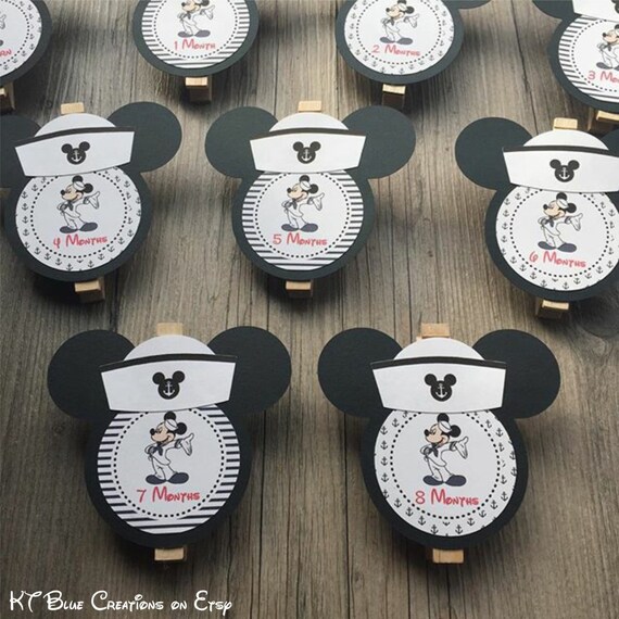 Mickey Mouse Sailor First Year Photo Clips - Nautical Mickey Theme - First Year Banner - Mickey Photo Banner - Sailor Mickey Banner Il_570xn