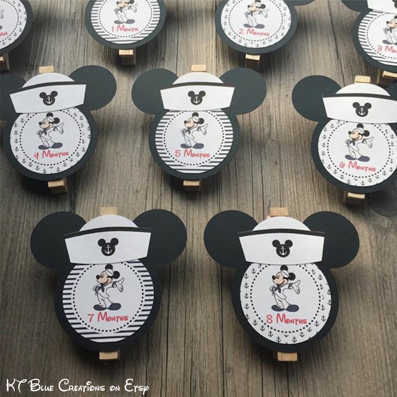 Mickey Mouse Sailor First Year Photo Clips First Year Banner Nautical Mickey Theme Sailor Mickey Banner Mickey Photo Banner