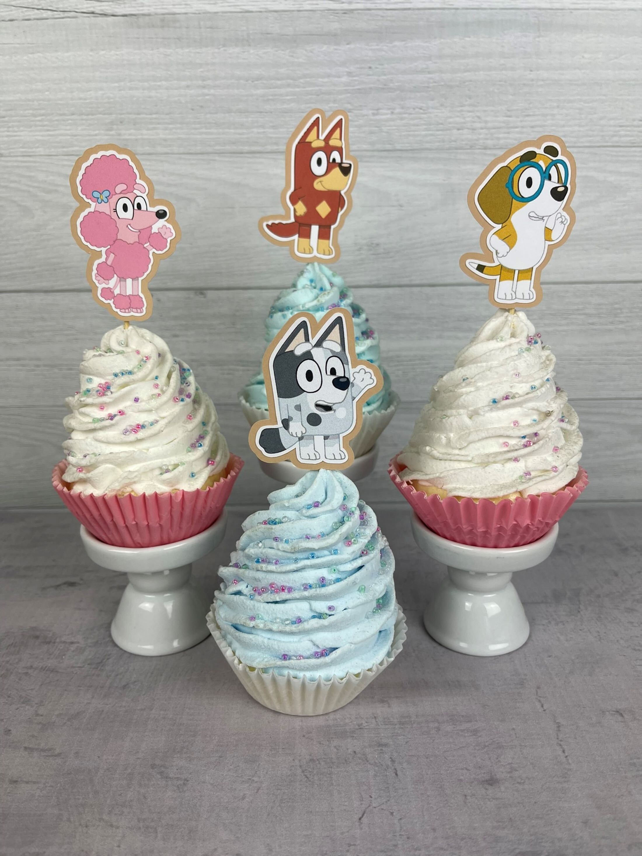 Blue Dog & Friends Cupcake Toppers - Set of 12