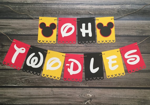 Oh TWO-dles Mickey Banner - Twodles Mickey Birthday - Oh Twoodles Party - Mickey Birthday Banner - Mickey 2nd Birthday -Classic Mickey Decor Il_570xn