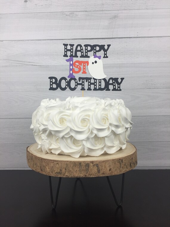 Halloween Birthday Cake Topper - ANY AGE Cake Topper - Ghost Cake Topper - Happy BOO-thday Cake Topper - Halloween Party Decor - Age Topper Il_570xn