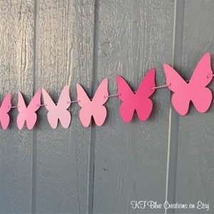 Butterfly Garland - Butterfly Banner - Butterfly Shower - Butterfly Birthday - Butterfly Kisses - Pink Butterfly Garland - Birthday Decor
