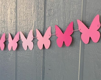 Butterfly Garland - Butterfly Banner - Butterfly Shower - Butterfly Birthday - Butterfly Kisses - Pink Butterfly Garland - Birthday Decor