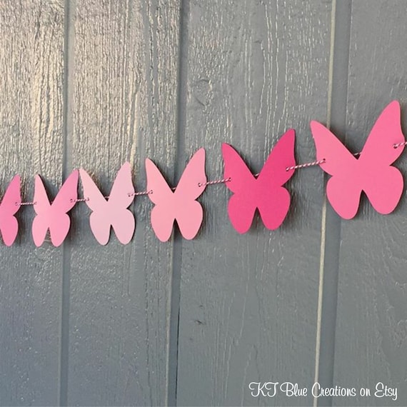 Butterfly Garland - Butterfly Banner - Butterfly Shower - Butterfly Birthday - Butterfly Kisses - Pink Butterfly Garland - Birthday Decor Il_570xn