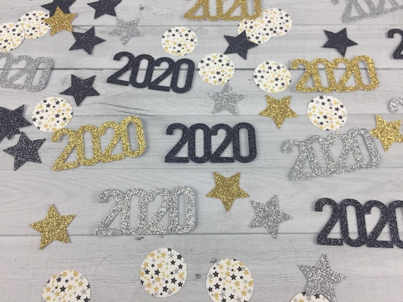 2020 Confetti - Black/Silver/Gold/White - New Years Eve Party - Retirement Party - Graduation Party - Table Confetti -New Years Eve Confetti Il_570xn