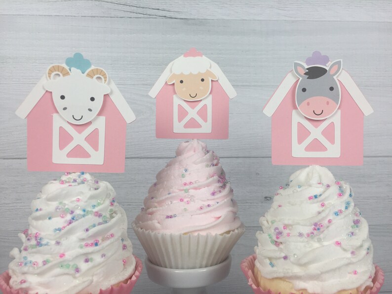 Barn Animals Cupcake Toppers Farm Animal Cupcake Toppers Etsy