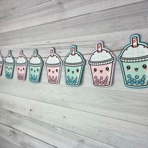 Bubble Tea Garland Kawaii Bubble Tea Boba Tea Garland Bubble Tea Birthday Boba Tea Baby Shower Cute Bubble Tea Decor Choose Colors image 5