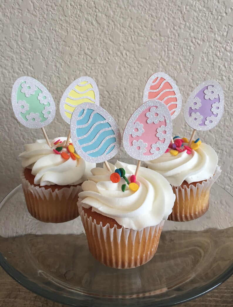 Easter Egg Cupcake Toppers Some Bunny Is One Spring Etsy
