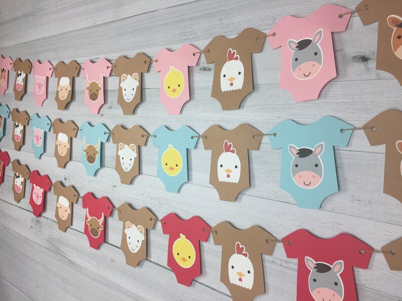 Baby Farm Animals Onesie Garland Farm Baby Shower Barn Etsy