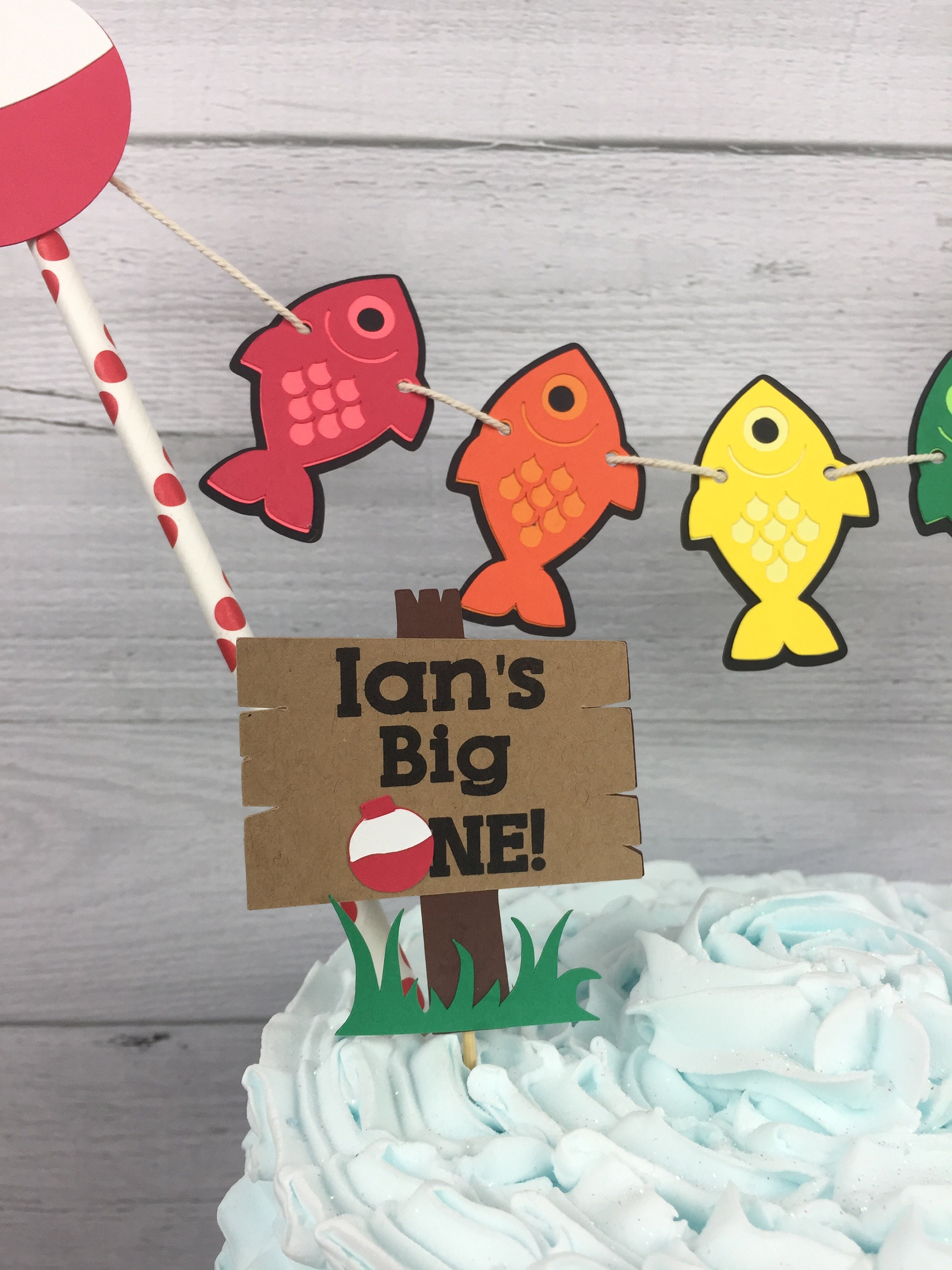 The BIG ONE Bunting Cake Topper Personalized Cake Topper Fishing