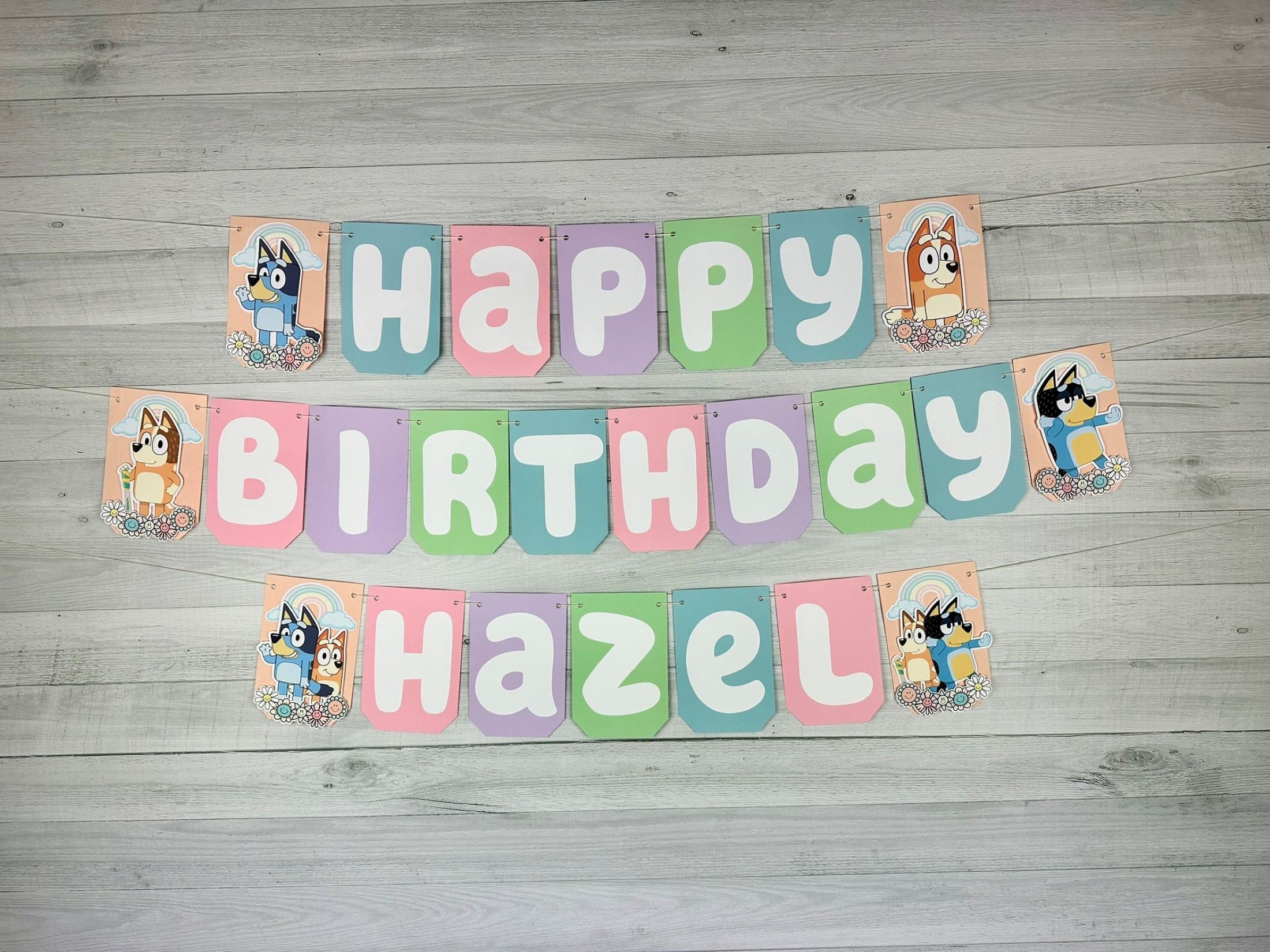Girly Blue Dog Birthday Banner – Pastel Puppy Party Decor
