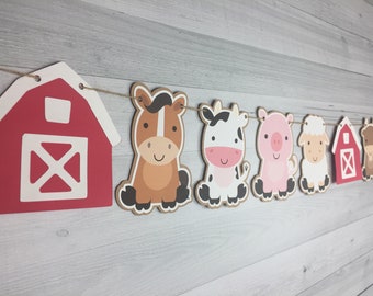 Farm Animals Garland - Barn Garland - Barn Animals Banner - Barn Birthday - Farm Animal Birthday - Choose Colors - Farm Baby Shower Garland