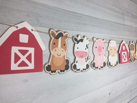 Farm Animals Garland - Barn Garland - Barn Animals Banner - Barn Birthday - Farm Animal Birthday - Choose Colors - Farm Baby Shower Garland Il_570xn