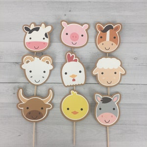 Farm Animals Cupcake Toppers - Farm Birthday -Barn Birthday -Farm Animal Baby Shower -Birthday Toppers -Farm Baby Shower Toppers - set of 12