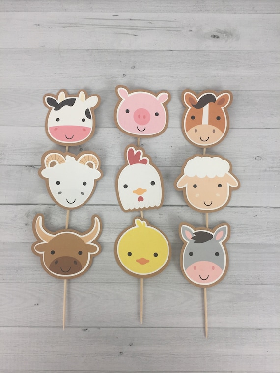 Farm Animals Cupcake Toppers - Farm Birthday -Barn Birthday -Farm Animal Baby Shower -Birthday Toppers -Farm Baby Shower Toppers - set of 12 Il_570xn