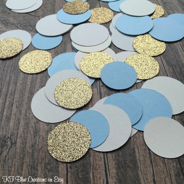 Light Blue/Ivory/Gold Confetti Mix - Circle Confetti - Birthdays - Baby Showers - Bridal Showers - Wedding - Table Confetti, Party Decor