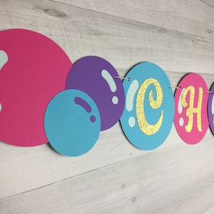 Bubbles NAME Banner - Bubble Birthday Banner - Girl Bubble Party - Mermaid Bubbles - Custom Banner -Ocean Bubbles Banner -Choose Your Colors