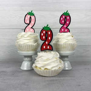Strawberry AGE Cupcake Toppers - Berry 1st Birthday - Cupcake Toppers ...