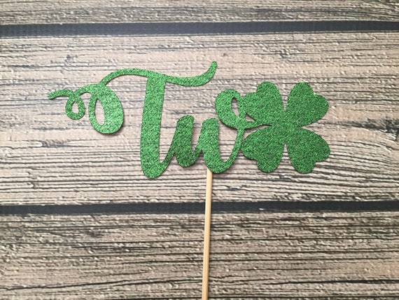 TWO Clover Cake Topper - Clover Cake Topper - Age Topper - St. Patty Birthday - Two Lucky Birthday - Clover Birthday Topper - Choose Color Il_570xn