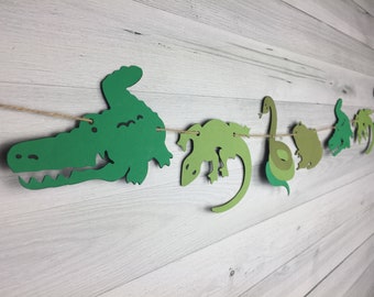 Reptile Garland - Reptile Party - Reptile Banner - Lizard, Alligator, Snake, Frog - Reptile Birthday - Choose Colors - Reptilian Garland